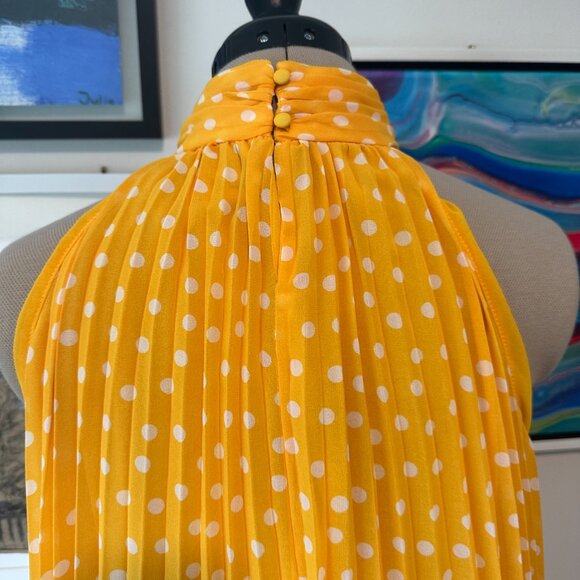 KARL LAGERFELD | Women's Pleated Chiffon High Neck Printed Blouse (Size M) - Picture 9 of 10